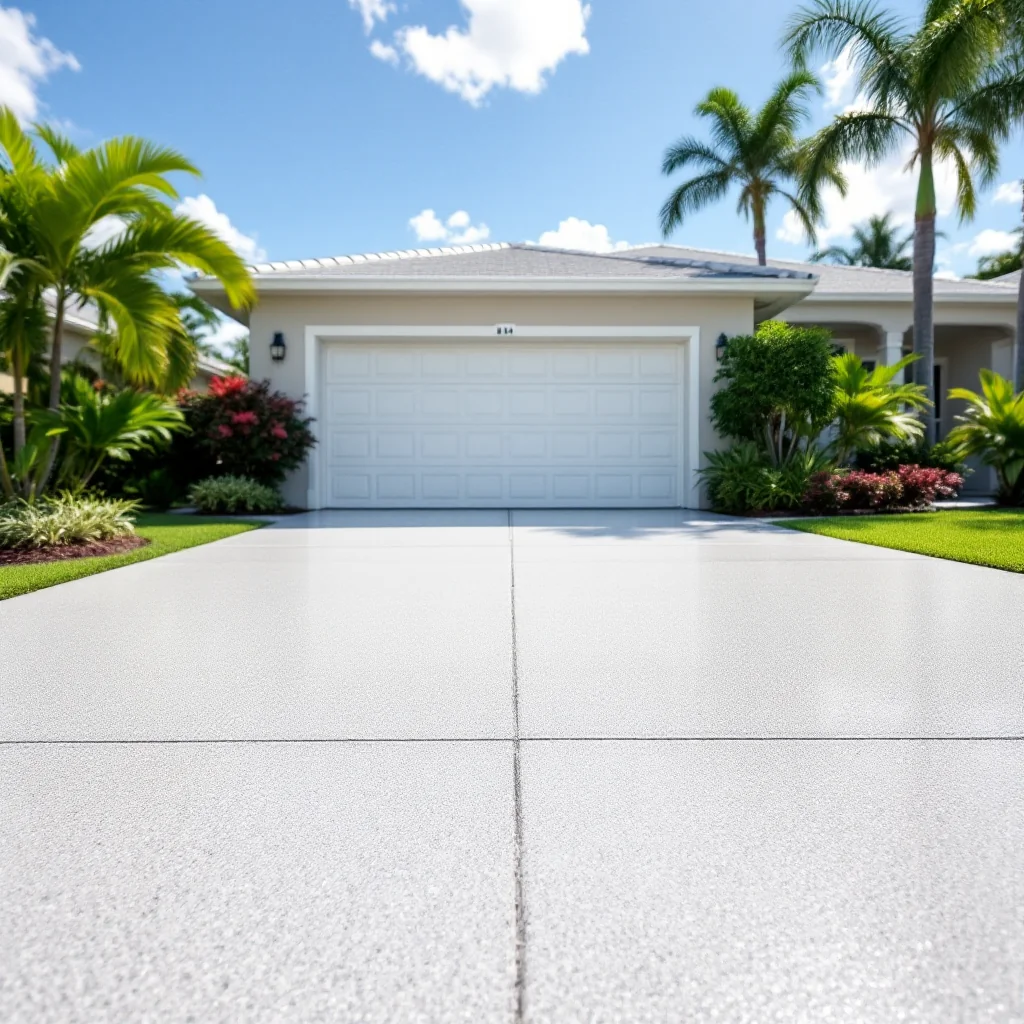 After: brand new concrete driveway in Tampa
